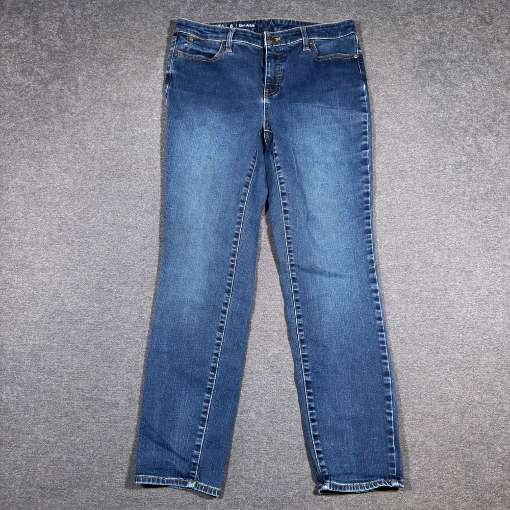 Talbots Slim Ankle Jeans Women Size 8 Blue Flawless Stretch Denim Pants Momcore